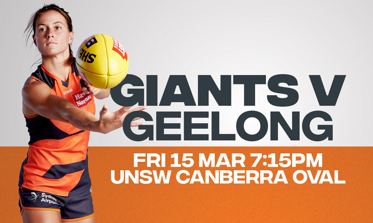 The GIANTS will take on the Cats at UNSW Canberra Oval on Friday night. The GIANTS will take on the Cats on Friday night at UNSW Canberra Oval. - AFLW,GWS Giants,Geelong Cats,UNSW Canberra Oval